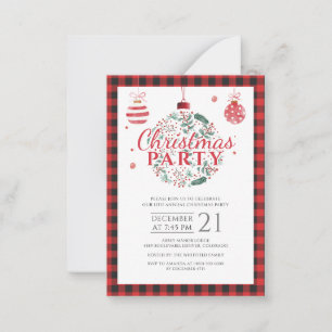 Plaid Rustic Christmas Holiday Party Note Card
