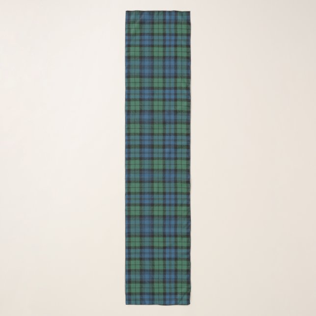 Plaid Rustic Clan Campbell Green Blue Tartan Scarf (Front)