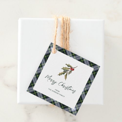 Plaid Rustic Clan Gordon Tartan Merry Christmas Favor Tags