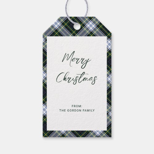 Plaid Rustic Clan Gordon Tartan Merry Christmas Gift Tags