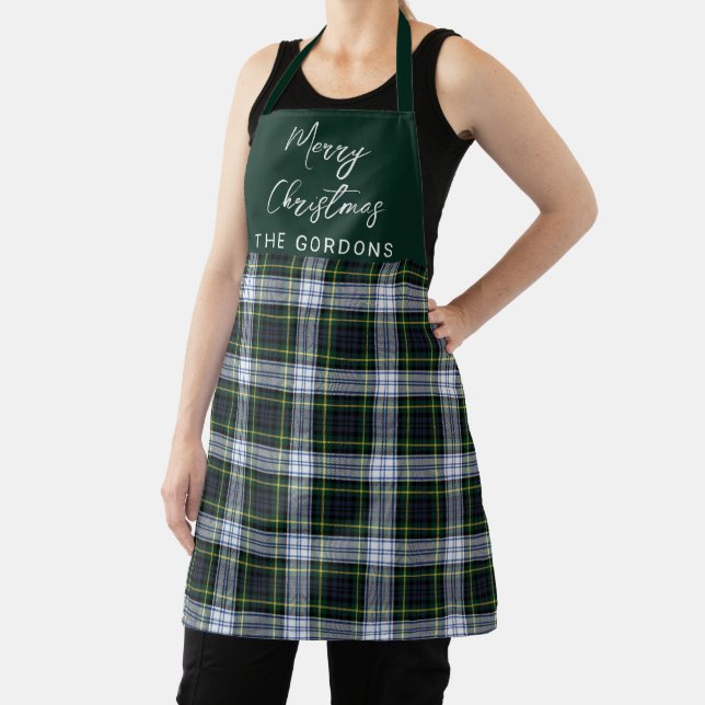 Plaid Rustic Clan Gordon Tartan Script Personalize Apron (Insitu)