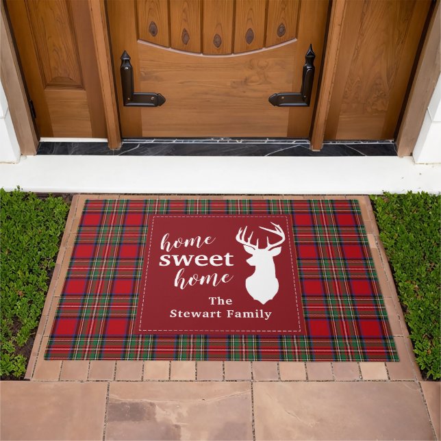 Plaid Rustic Clan Stewart Tartan Doormat (Outdoor)