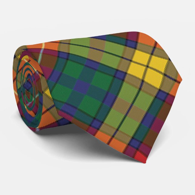 Plaid Rustic Classic Buchanan Red Green Tartan Neck Tie (Rolled)