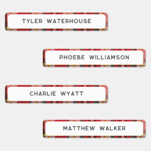 Plaid Rustic Elegant Waterproof School Teacher Kids' Labels