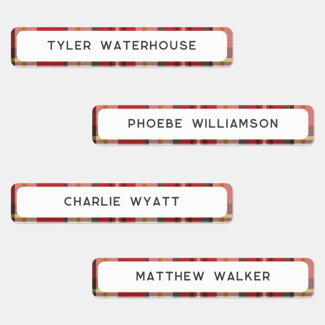 Plaid Rustic Elegant Waterproof School Teacher Kids' Labels (Group)