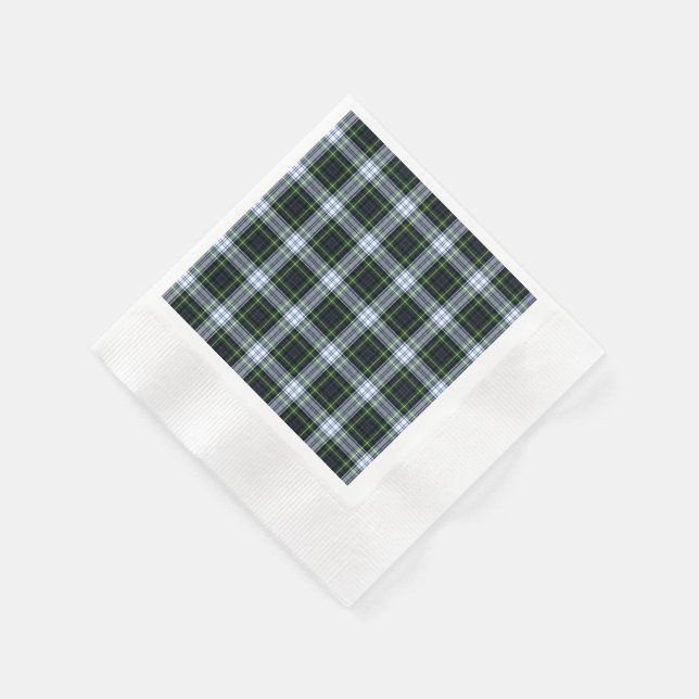 Plaid Rustic Gordon White Green Tartan Napkins (Corner)
