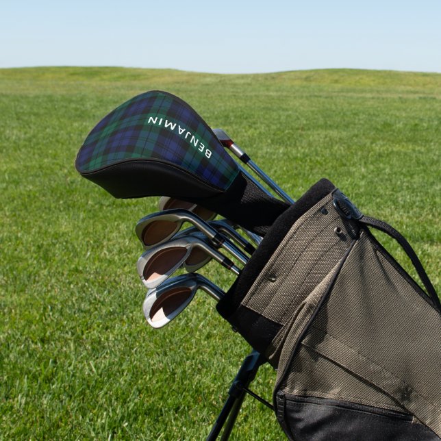 Plaid Rustic Green Tartan Custom Classic Golf Head Cover (In Situ)