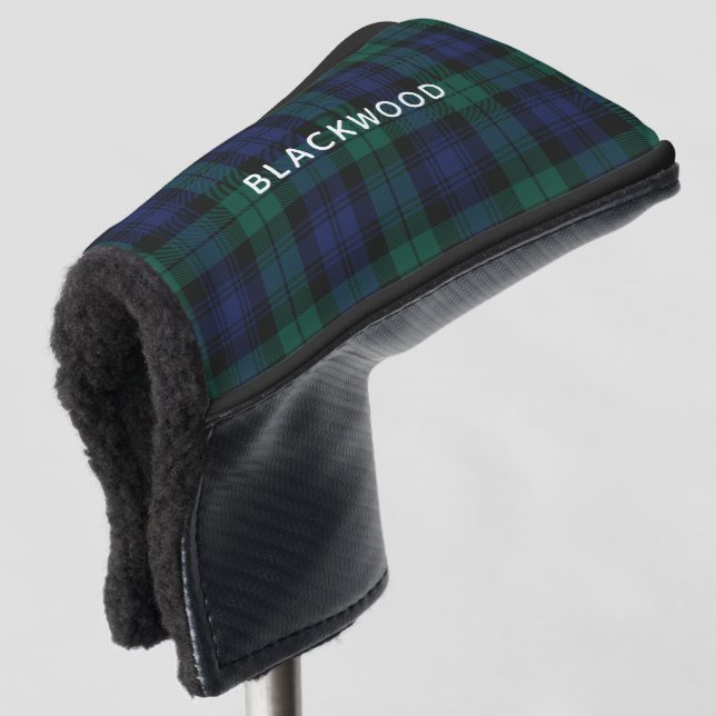 Plaid Rustic Green Tartan Personalized Golf Head Cover (3/4 Front)