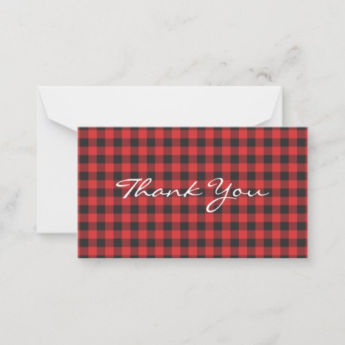 Plaid Rustic Lumberjack Red Buffalo Party Note Card