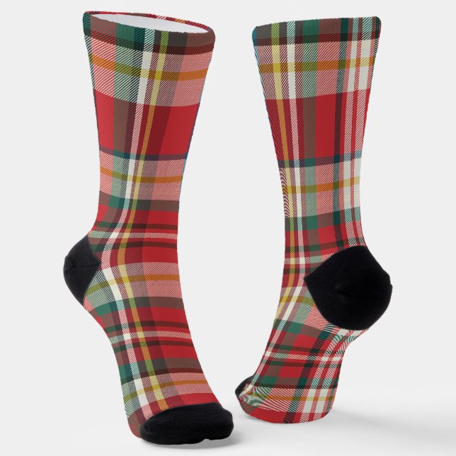 Plaid Rustic Modern Groomsmen Matching Red Socks (Angled)