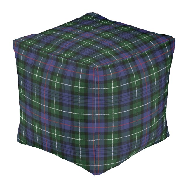 Plaid Rustic Pattern Clan MacKenzie Tartan Pouf (Angled Front)