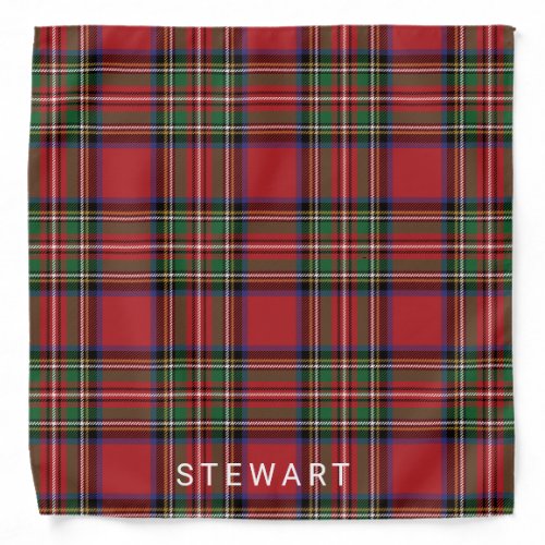 Plaid Rustic Red and Green Stewart Tartan Bandana