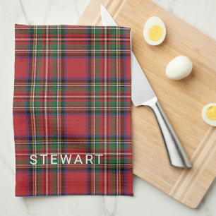 Plaid Rustic Red and Green Stewart Tartan Kitchen Towel