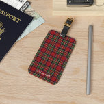 Plaid Rustic Red and Green Stewart Tartan Luggage Tag<br><div class="desc">A stylish and practical accessory designed for the modern traveler. This tag seamlessly blends fashion and function, making it the perfect travel companion for those who appreciate both aesthetics and utility. The distinctive plaid pattern not only adds a touch of timeless sophistication to your luggage but also ensures easy identification...</div>