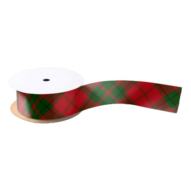 Plaid Rustic Red and Green Tartan Satin Ribbon (Spool)