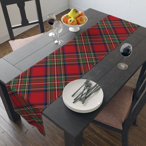 Plaid Rustic Red Green Clan Stewart Tartan Short Table Runner