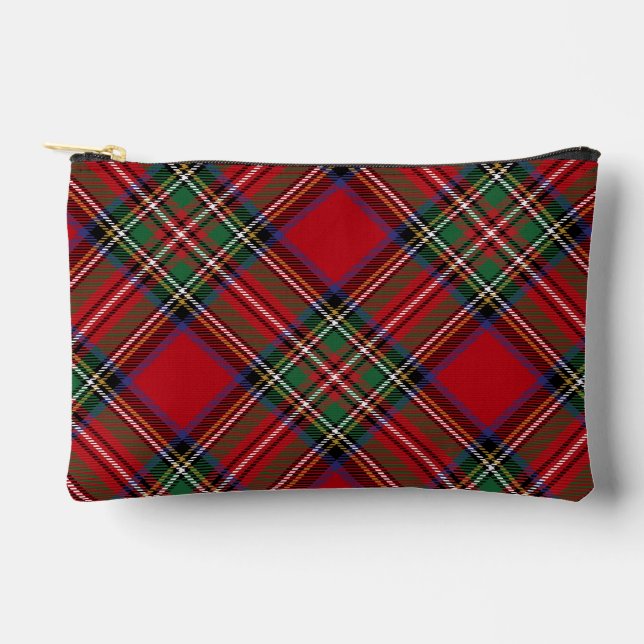Plaid Rustic Red Green Classic Stewart Tartan Accessory Pouch (Front)