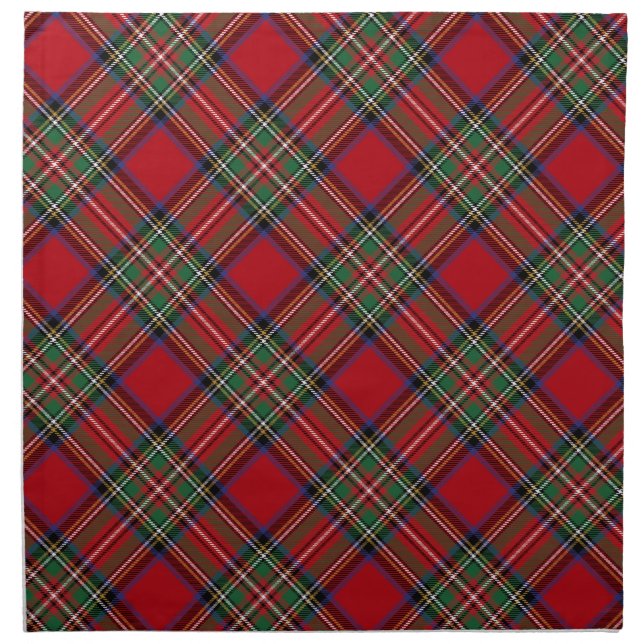 Plaid Rustic Red Green Classic Stewart Tartan Cloth Napkin (Front)