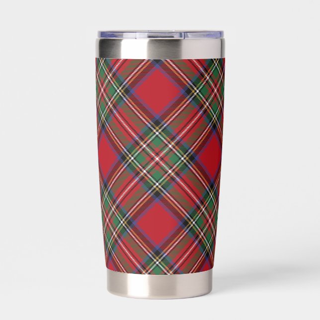 Plaid Rustic Red Green Elegant Stewart Tartan Insulated Tumbler (Front)