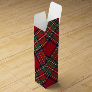 Plaid Rustic Red Green Stewart Tartan Wine Box