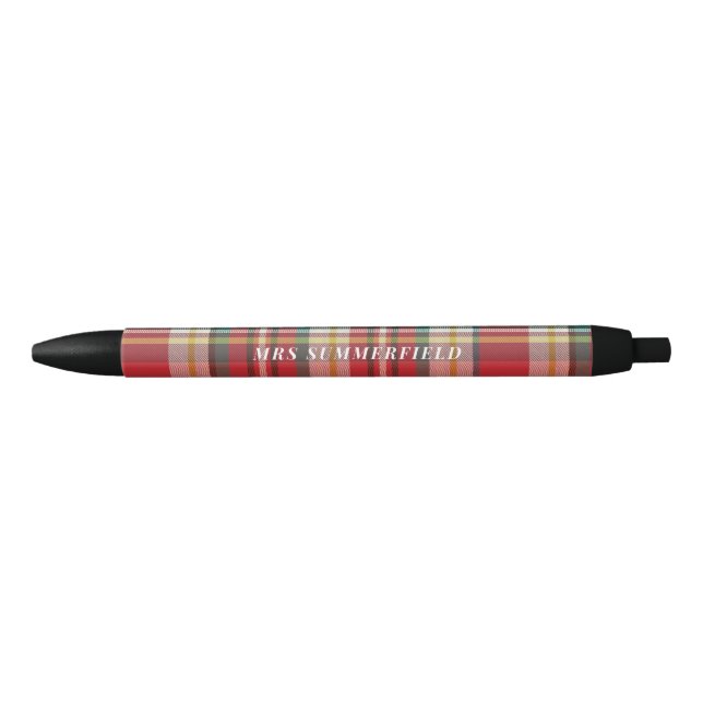 Plaid Rustic School Teacher Elegant Pen (Front)