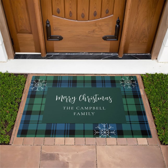Plaid Rustic Script Campbell Tartan Doormat (Outdoor)
