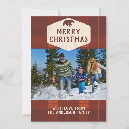 Plaid Rustic Style Outdoorsy Merry Christmas Announcement