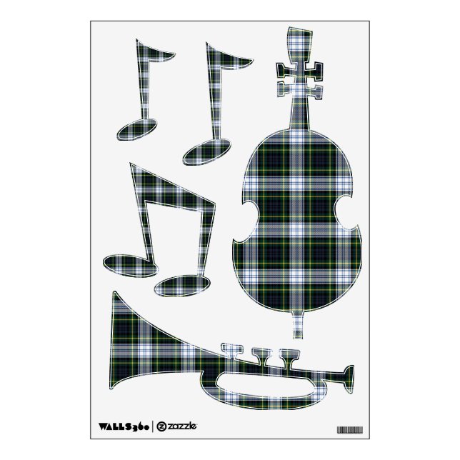 Plaid Rustic Tartan Pattern Clan Gordon Jazz Music Wall Decal (Front)