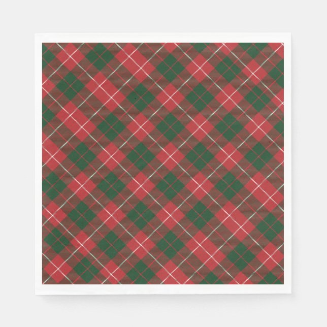 Plaid Rustic Tartan Red Green Family Holidays Napkins (Front)