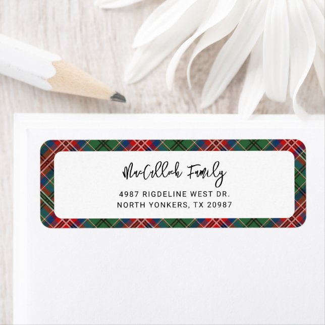 Plaid Rustic Tartan Red Return Address Label (Insitu)