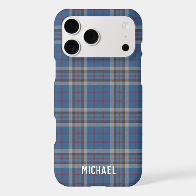 Plaid Rustic Thompson Blue Grey Check Tartan iPhone Case (Back)