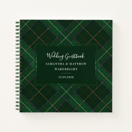 Plaid Rustic Wedding Green Tartan Guest Book