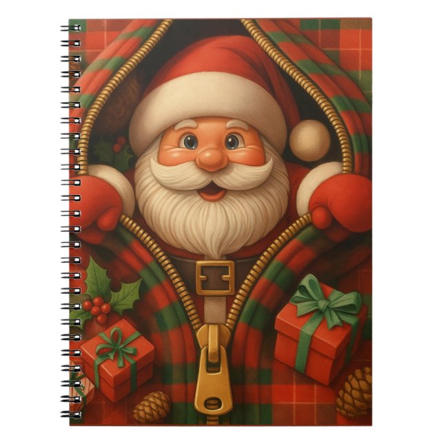 Plaid Santa Claus Christmas Design  Notebook (Front)