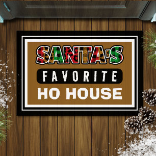 Plaid Santa's Favorite Ho House Funny Christmas Doormat