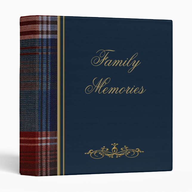 Plaid School Binder Green, Red,  Blue Tartan (Front/Spine)