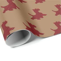 Plaid Scottie Dog Gift Wrapping Paper Scotty