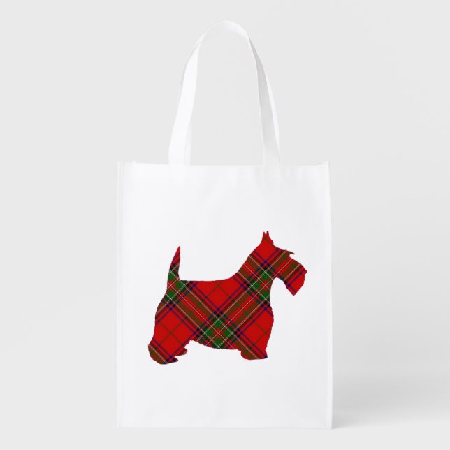 Plaid Scottie Dog Grocery Bag (Front)