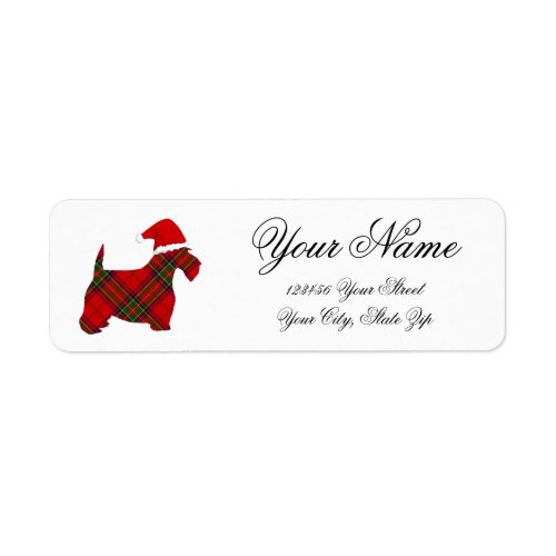 Plaid Scottie Santa Return Address Label