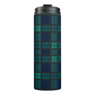 Plaid Scottish Clan Black Watch Blue Black Check Thermal Tumbler
