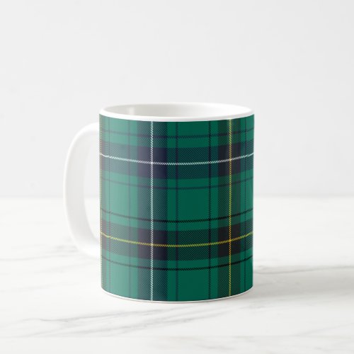 Plaid Scottish Clan Henderson Green Black Check Coffee Mug