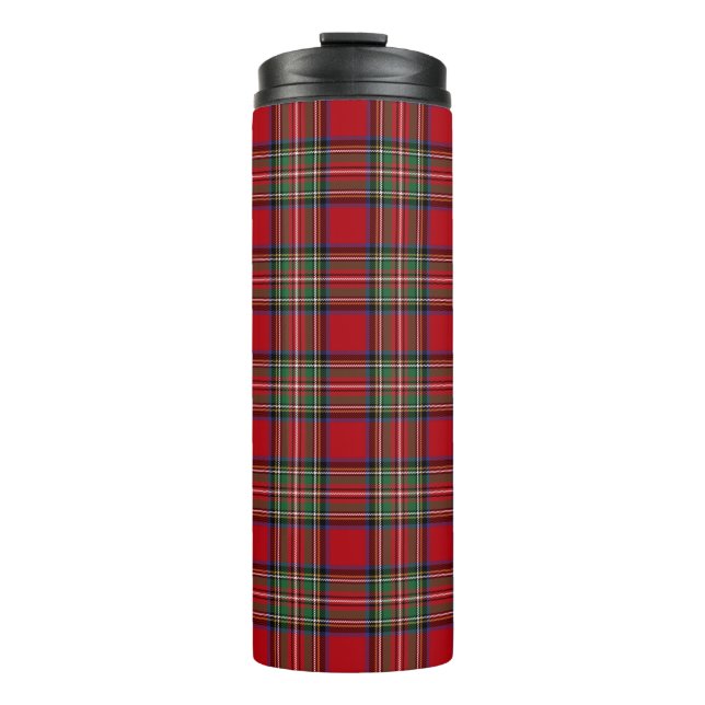 Plaid Scottish Clan Stewart Red Green Blue Check Thermal Tumbler (Front)