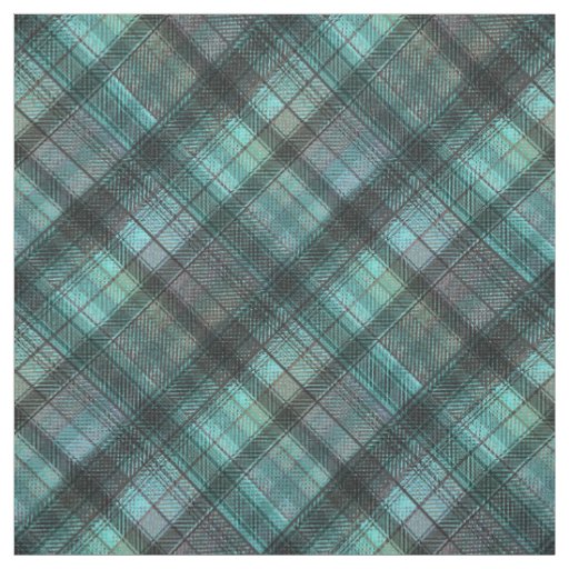 Plaid Scottish tartan blue black classic retro Fabric
