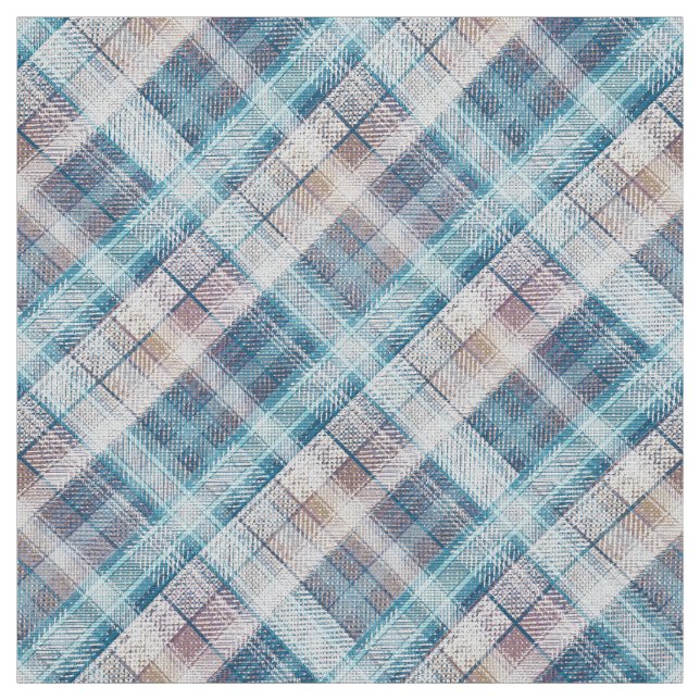 Plaid Scottish tartan blue grey classic retro Fabric (Swatch)