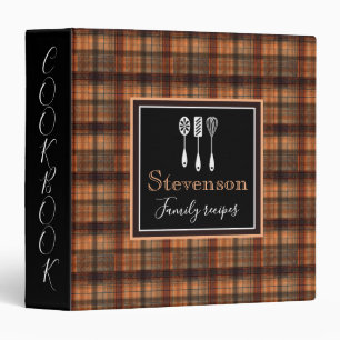 Plaid Scottish tartan brown orange black classic 3 Ring Binder