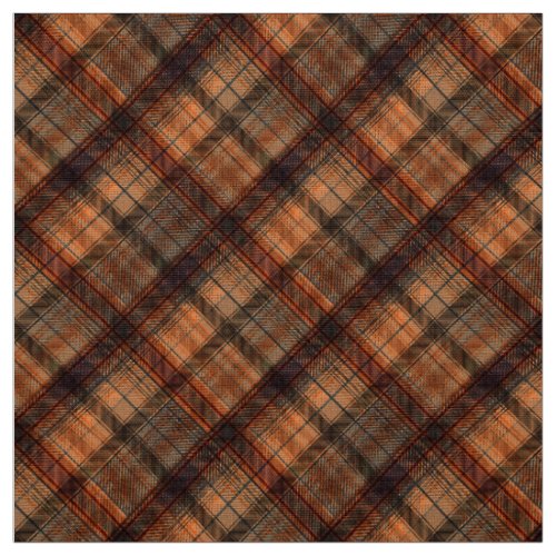 Plaid Scottish tartan brown orange black classic Fabric