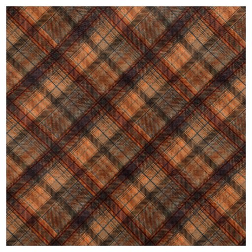 Plaid Scottish tartan brown orange black classic Fabric