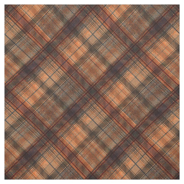 Plaid Scottish tartan brown orange black classic Fabric (Swatch)