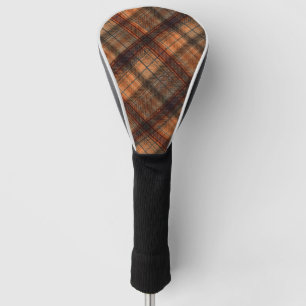 Plaid Scottish tartan brown orange black classic Golf Head Cover