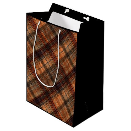 Plaid Scottish tartan brown orange black classic Medium Gift Bag