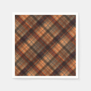 Plaid Scottish tartan brown orange black classic Napkins